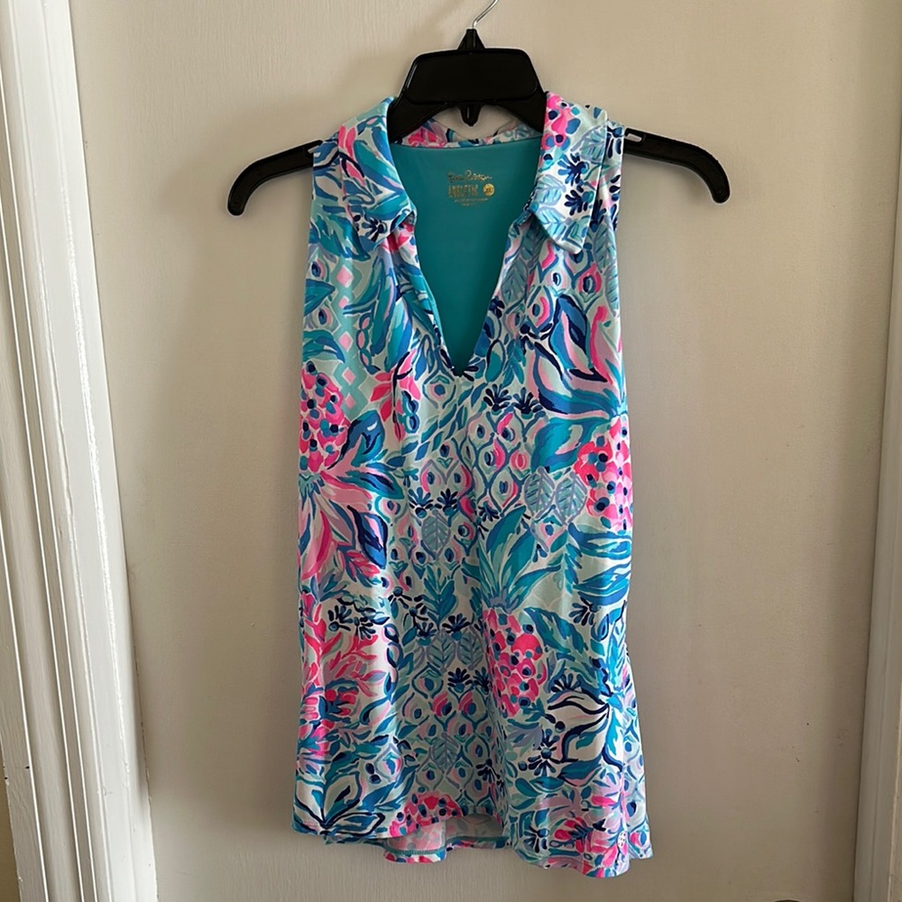Lilly Pulitzer Women's Blue and Pink Tank Top